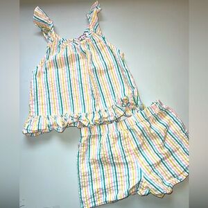 Girls Colorful Striped Tank and Shorts Set size 5